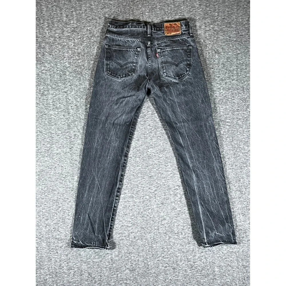 Levi 501 CT Custom Tapered Jeans Men 29x28 Washed Black Marbled Denim Button Fly